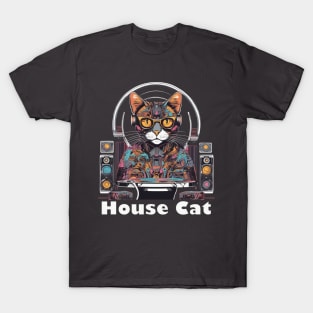 House cat funky colourful pet and music lovers design T-Shirt